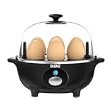 YASHE Cuociuova, 360W Cucina Compatta Multifunzione, 7 Uova facili da sbucciare, morbide, medie, dure, Poacher, Fabricant D'omelette, Cuiseur vapeur, Segnale Acustico, luce indicatrice, BPA FREE