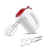 Girmi SB02 Sbattitore Elettrico, 170W, Sbattitori Inox per montare panna ed albumi, Funzione Turbo, Ganci Inox per impasti dolci e salati, 5 Velocità, Bianco/Rosso