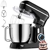 Impastatrice Planetaria 1300W Zurio 5.5L Robot Impastare Portable A 10 Velocità Con Funzione Di Fermentazione Silenziosa, Con Accessori Gancio Impastatore, Frusta, Impastatrice Nero