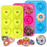 PHOGARY Ciambella Stampi, Set di 3 Stampo in Silicone per Dolci,Torte, Biscotti, Bagel, Muffin, Donut Teglia Antiaderente, 260 ° C Resistente